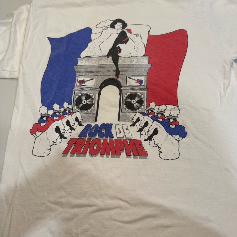 Vintage Hard Rock Cafe Paris White Heavy Tee Shirt Medium Rock De Triomphe